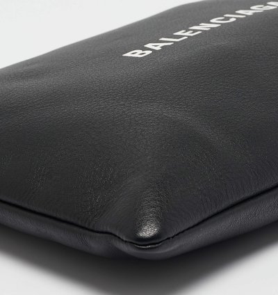 Balenciaga Black Leather Zip Pouch