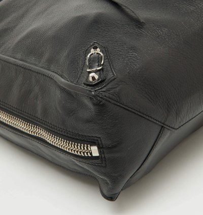 Balenciaga Black Olive Green Leather A5 Papier Tote