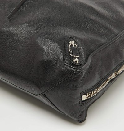 Balenciaga Black Olive Green Leather A5 Papier Tote