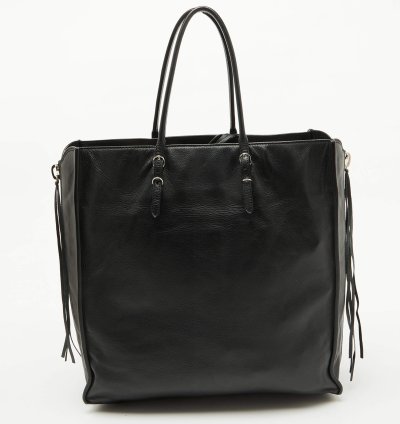 Balenciaga Black Olive Green Leather A5 Papier Tote