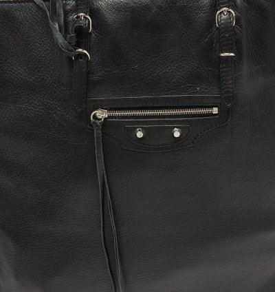 Balenciaga Black Olive Green Leather A5 Papier Tote