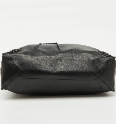Balenciaga Black Olive Green Leather A5 Papier Tote