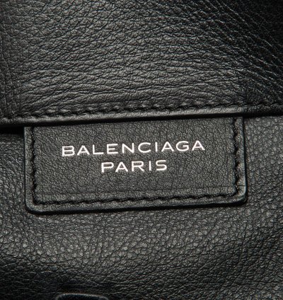 Balenciaga Black Olive Green Leather A5 Papier Tote