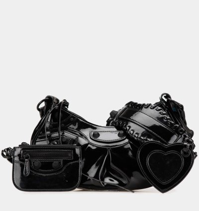 Balenciaga Black Patent Leather Motocross Le Cagole Xs Shoulder Bag