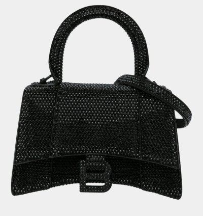 Balenciaga Black Rhinestone Xs Hourglass Shoulder Bag