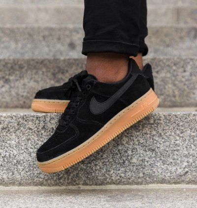 Nike Air Force 1 07 Black Suede Sneakers