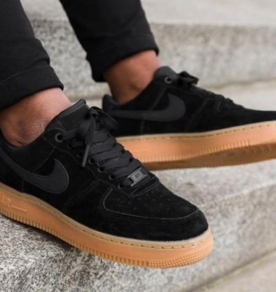 Nike Air Force 1 07 Black Suede Sneakers