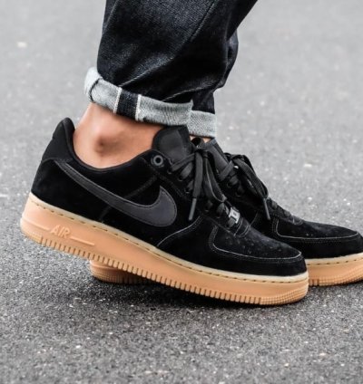 Nike Air Force 1 07 Black Suede Sneakers