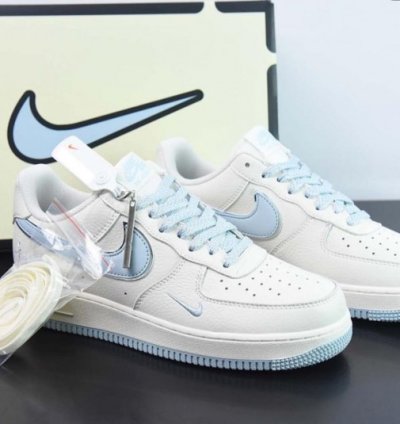 Nike Air Force 1 07 Low Keep Fresh Beige Blue Silver Sneakers