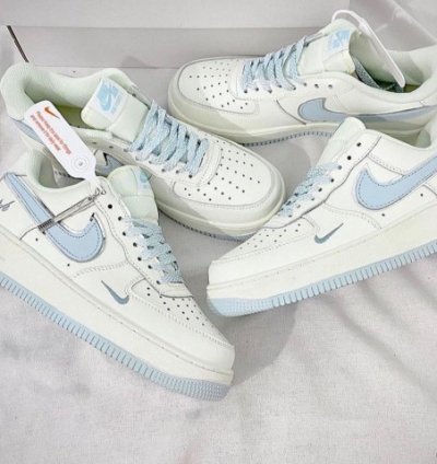 Nike Air Force 1 07 Low Keep Fresh Beige Blue Silver Sneakers