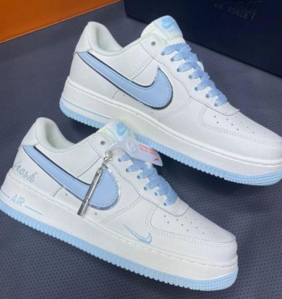 Nike Air Force 1 07 Low Keep Fresh Beige Blue Silver Sneakers