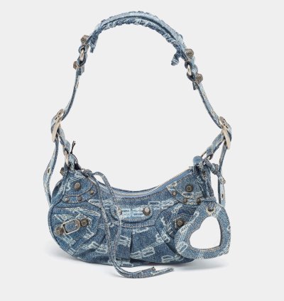 Balenciaga Blue Bb Monogram Denim Xs Le Cagole Shoulder Bag
