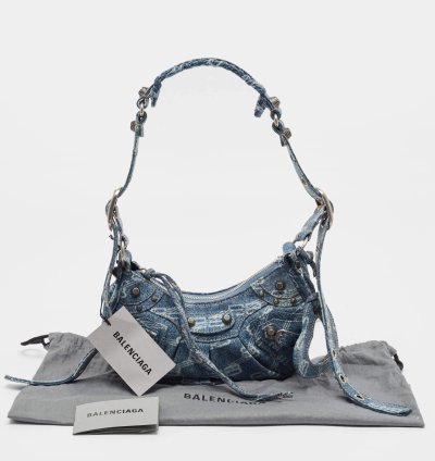 Balenciaga Blue Bb Monogram Denim Xs Le Cagole Shoulder Bag