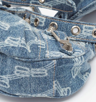 Balenciaga Blue Bb Monogram Denim Xs Le Cagole Shoulder Bag