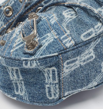 Balenciaga Blue Bb Monogram Denim Xs Le Cagole Shoulder Bag