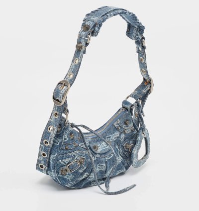 Balenciaga Blue Bb Monogram Denim Xs Le Cagole Shoulder Bag