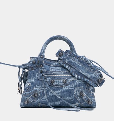 Balenciaga Blue Denim Bb Monogram Neo Cagole Xs Satchel