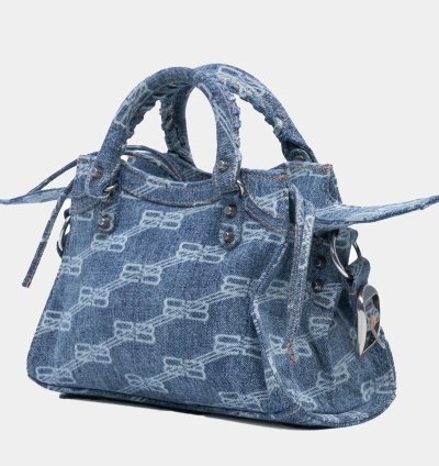 Balenciaga Blue Denim Bb Monogram Neo Cagole Xs Satchel