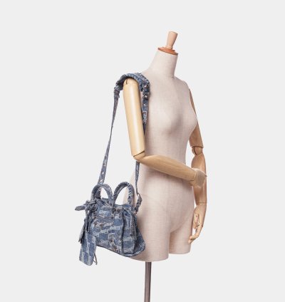 Balenciaga Blue Denim Bb Monogram Neo Cagole Xs Satchel