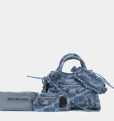Balenciaga Blue Denim Bb Monogram Neo Cagole Xs Satchel