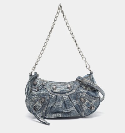 Balenciaga Blue Denim Mini Le Cagole Shoulder Bag