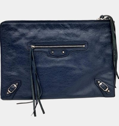 Balenciaga Blue Leather Motor Clutch