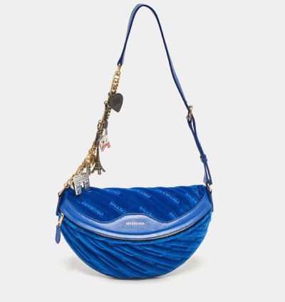Balenciaga Blue Leather Souvenir Crossbody Bag