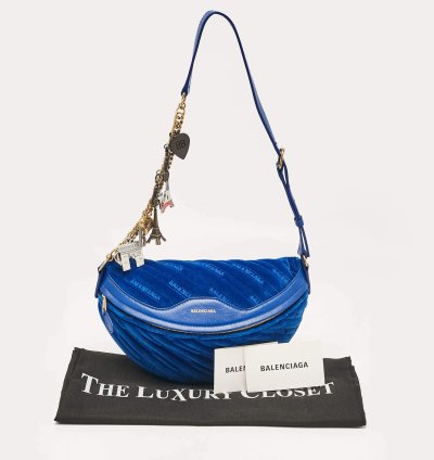 Balenciaga Blue Leather Souvenir Crossbody Bag