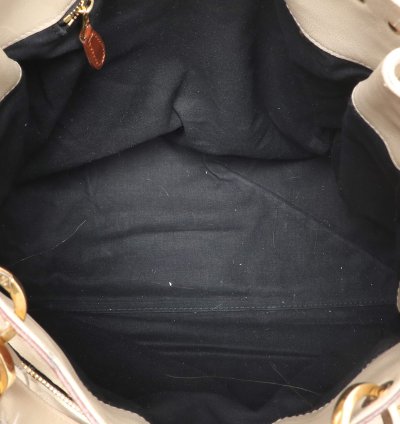 Balenciaga Cream Brown Leather Lune Tote