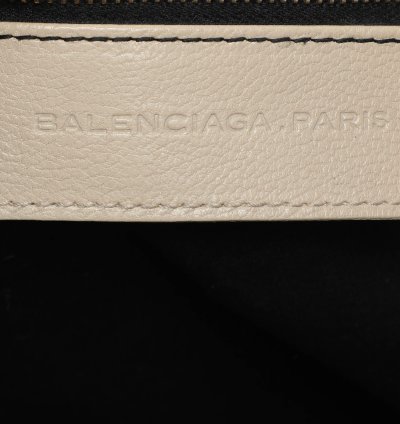 Balenciaga Cream Brown Leather Lune Tote