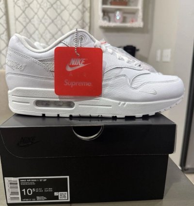 Nike Supreme Air Max 1 87 Sp Shoes Triple White Hf8813