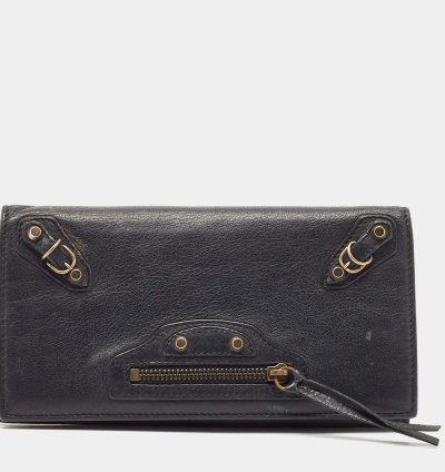 Balenciaga Dark Blue Leather Classic Continental Wallet