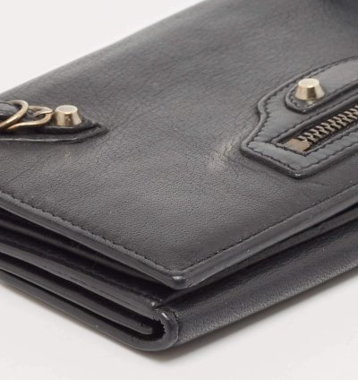 Balenciaga Dark Blue Leather Classic Continental Wallet