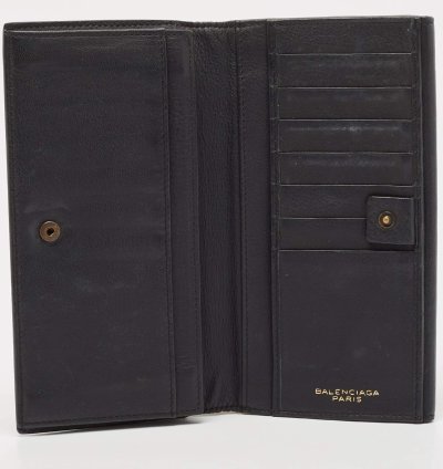 Balenciaga Dark Blue Leather Classic Continental Wallet