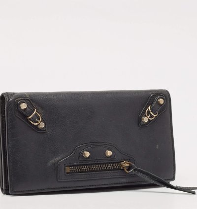 Balenciaga Dark Blue Leather Classic Continental Wallet