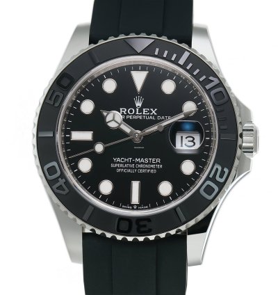 Rolex Yacht-master 42 42mm 18k White Gold Ceramic Bezel On Oysterflex