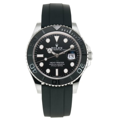 Rolex Yacht-master 42 42mm 18k White Gold Ceramic Bezel On Oysterflex