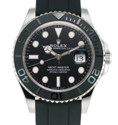 Rolex Yacht-master 42 42mm 18k White Gold Ceramic Bezel On Oysterflex