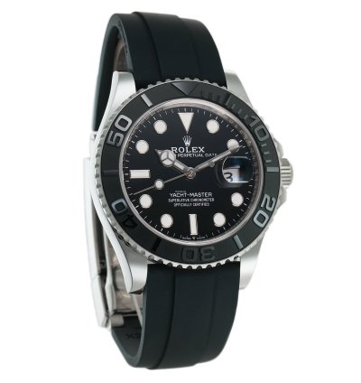 Rolex Yacht-master 42 42mm 18k White Gold Ceramic Bezel On Oysterflex