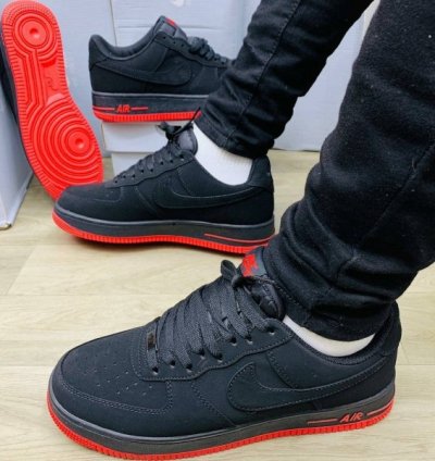 Nike Air Force 1 Low University Black Red Sneakers