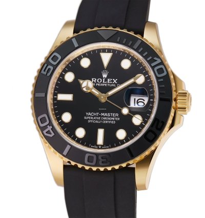 Rolex Yacht-master 42 42mm 18k Yellow Gold Ceramic Bezel On Oysterflex