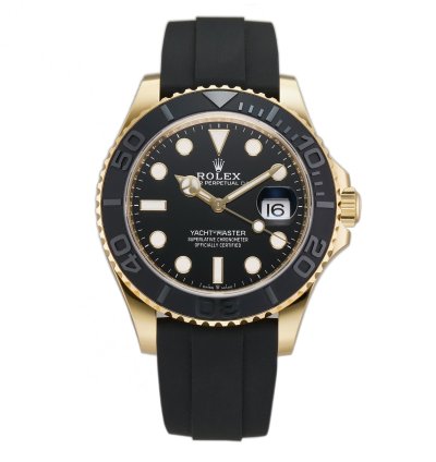 Rolex Yacht-master 42 42mm 18k Yellow Gold Ceramic Bezel On Oysterflex