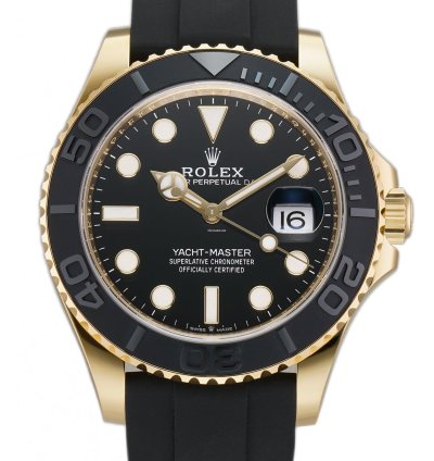 Rolex Yacht-master 42 42mm 18k Yellow Gold Ceramic Bezel On Oysterflex