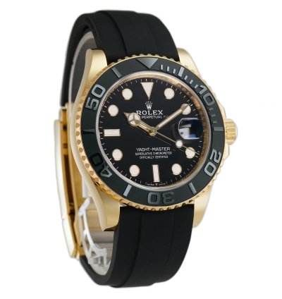Rolex Yacht-master 42 42mm 18k Yellow Gold Ceramic Bezel On Oysterflex