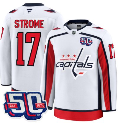 Men Dylan Strome Jersey 17 Washington Capitals Team 50th V2 Stitched White