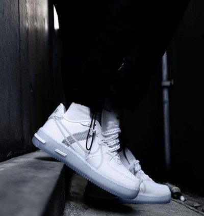 Nike Air Force 1 React Ice White Basketball Sneakers Semi Ua