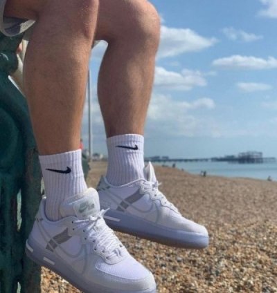 Nike Air Force 1 React Ice White Basketball Sneakers Semi Ua