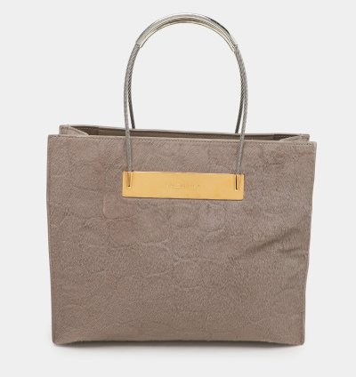 Balenciaga Grey Croc Embossed Calf Hair Small Cable Shopper Tote