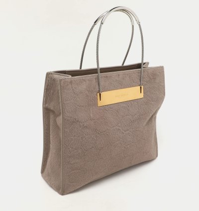 Balenciaga Grey Croc Embossed Calf Hair Small Cable Shopper Tote