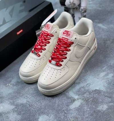 Nike Air Force 1 X Supreme Cream Red Sneakers